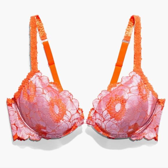 NWT Savage X Fenty Perfect Poppies Unlined Lace Demi Bra 38D - Picture 1 of 10